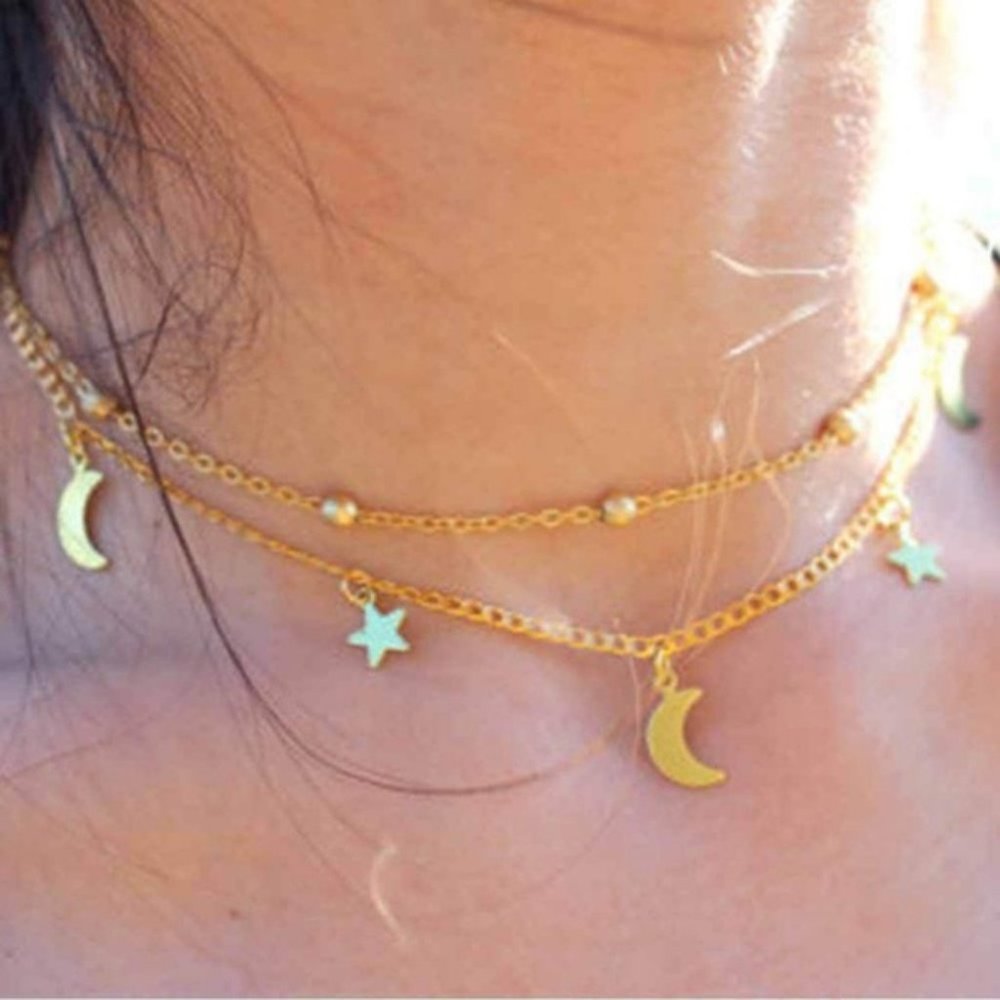 Layered Stars & Moon Necklace (Gold) - Picture 6 of 7